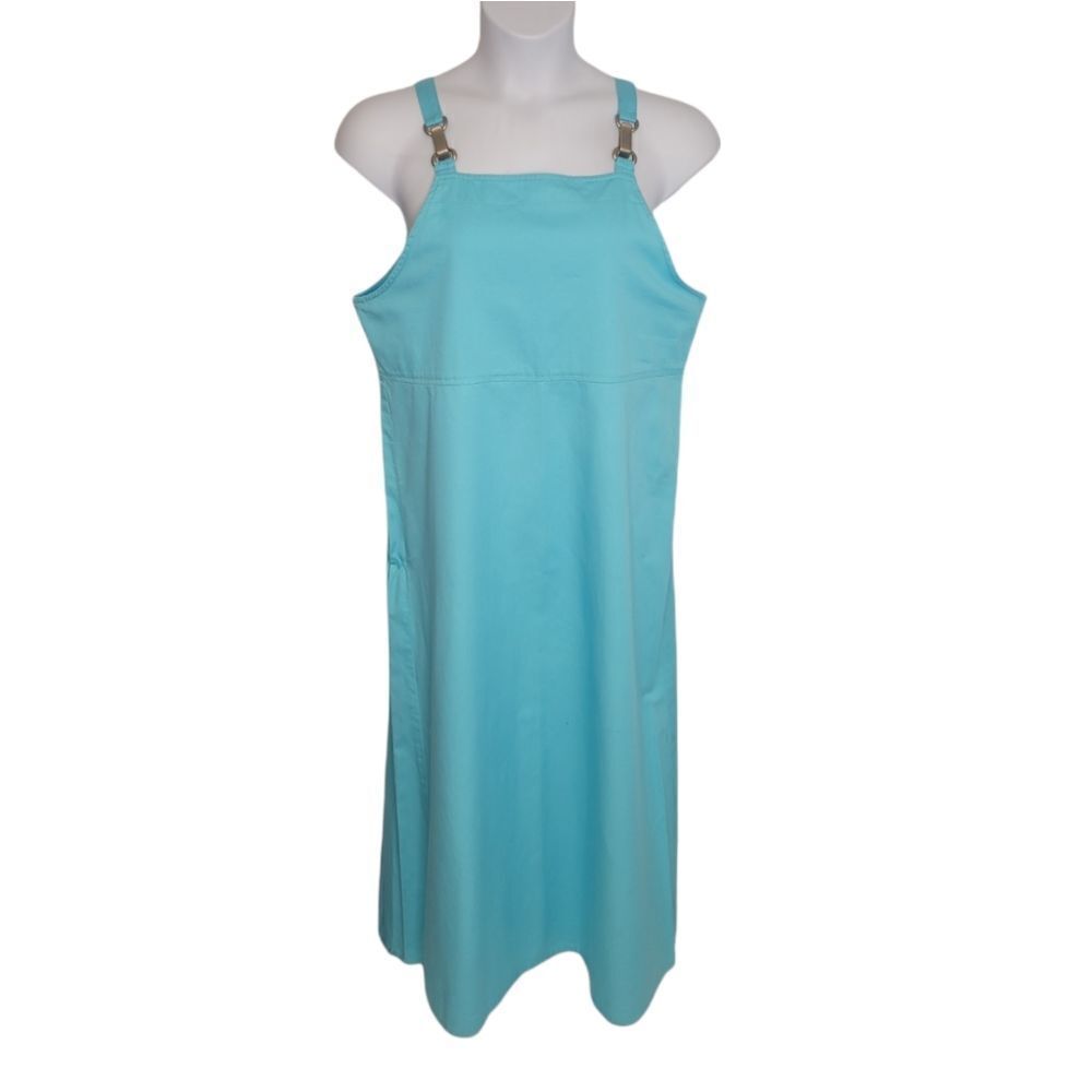 VINTAGE 90s teal blue clasp strap long jumper‎ maxi dress L/XL